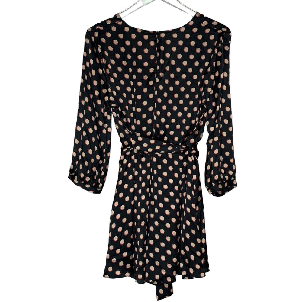 Zara S Womens Faux Wrap Polka Dot Romper Jumpsuit Black Beige Retro - Picture 2 of 9